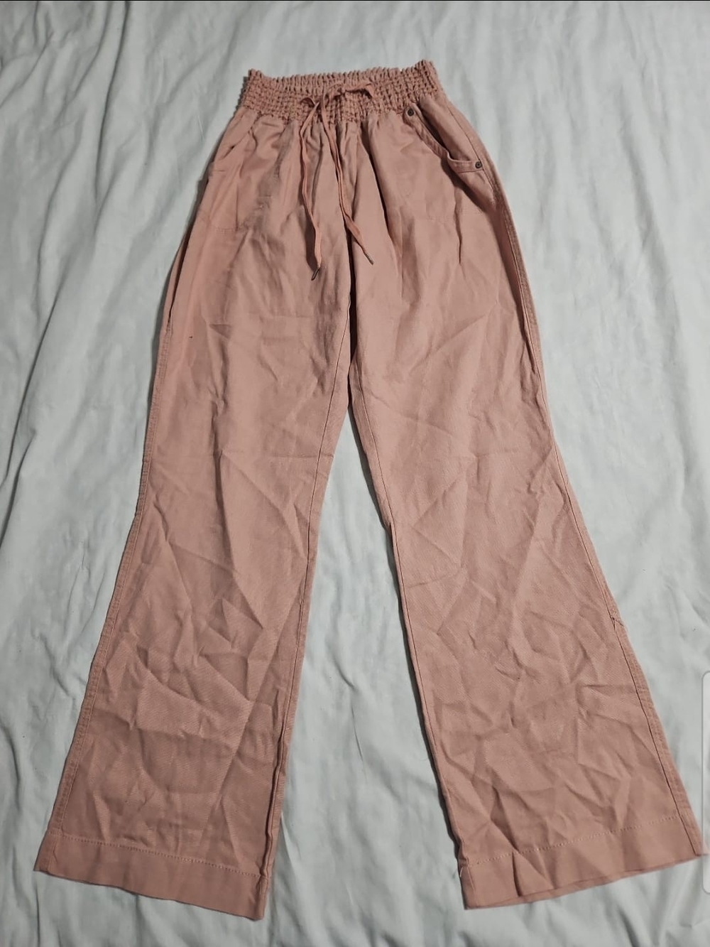 Ci Sono Smocked-Waist Wide-Leg Pants - Dusty Pink